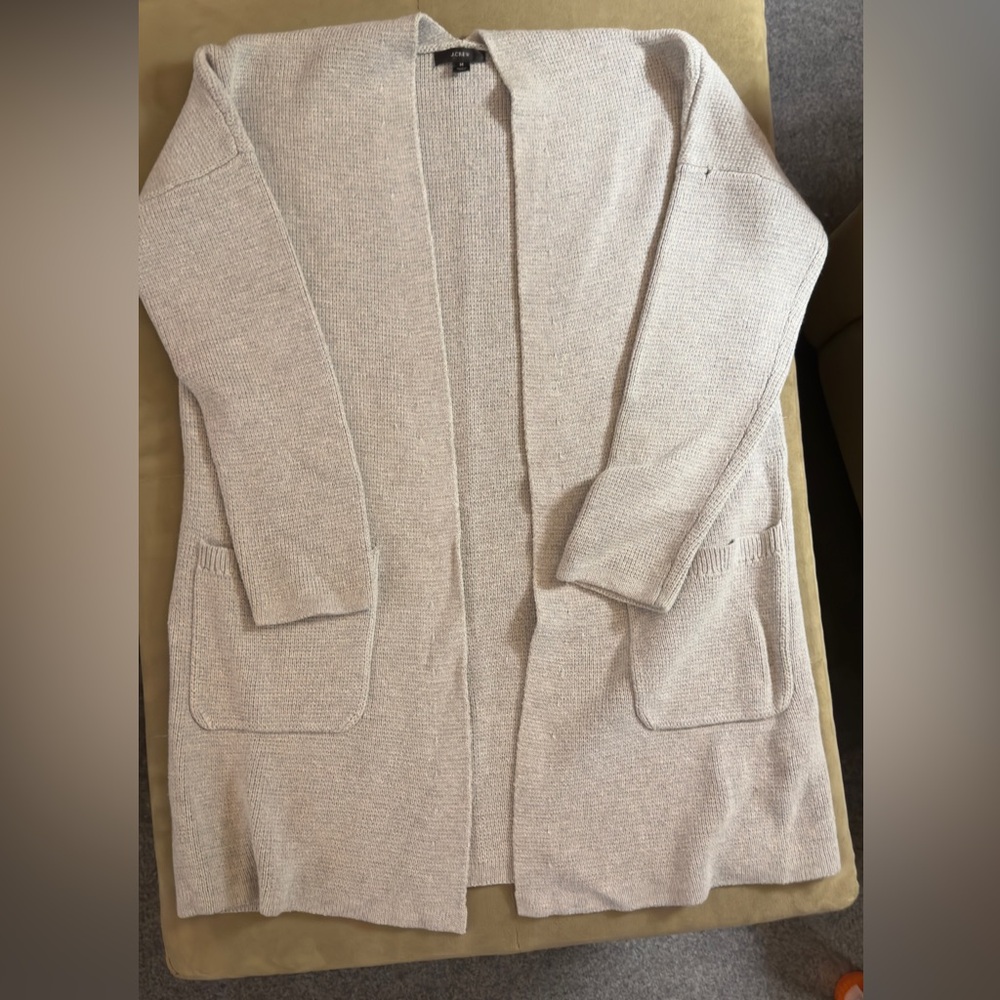 J. Crew Gray Cardigan Sweater Open Front Knit Sz Large